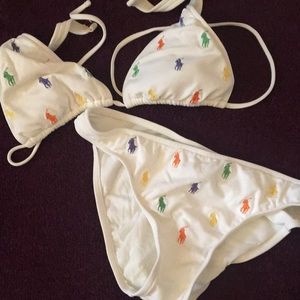 (M) White Ralph Swimsuit w/decorative logo